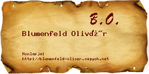 Blumenfeld Olivér névjegykártya